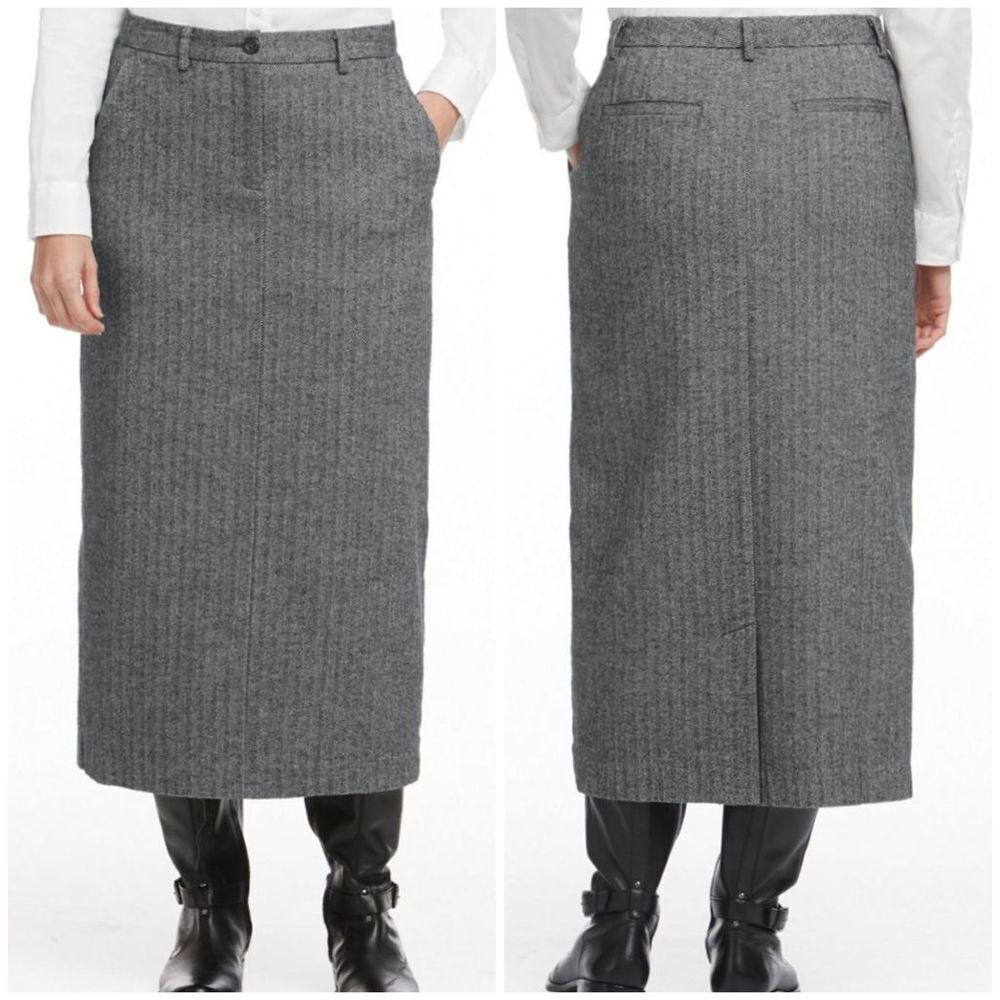 L.L. Bean Weekend Mid-Length Herringbone Skirt size 6P